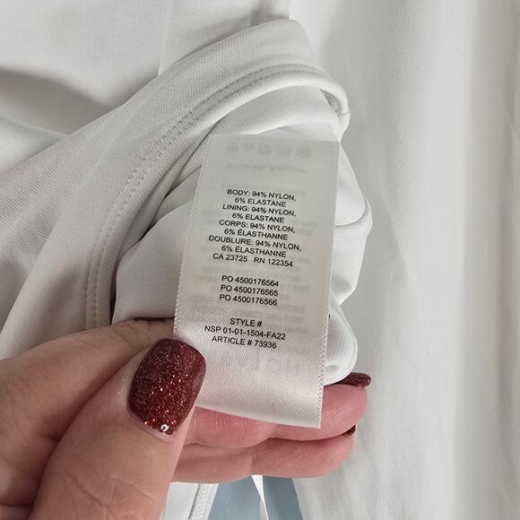 Babaton Women's Contour Square Neck Long Sleeve Thong Bodysuit White Size Large - Picture 6 of 6